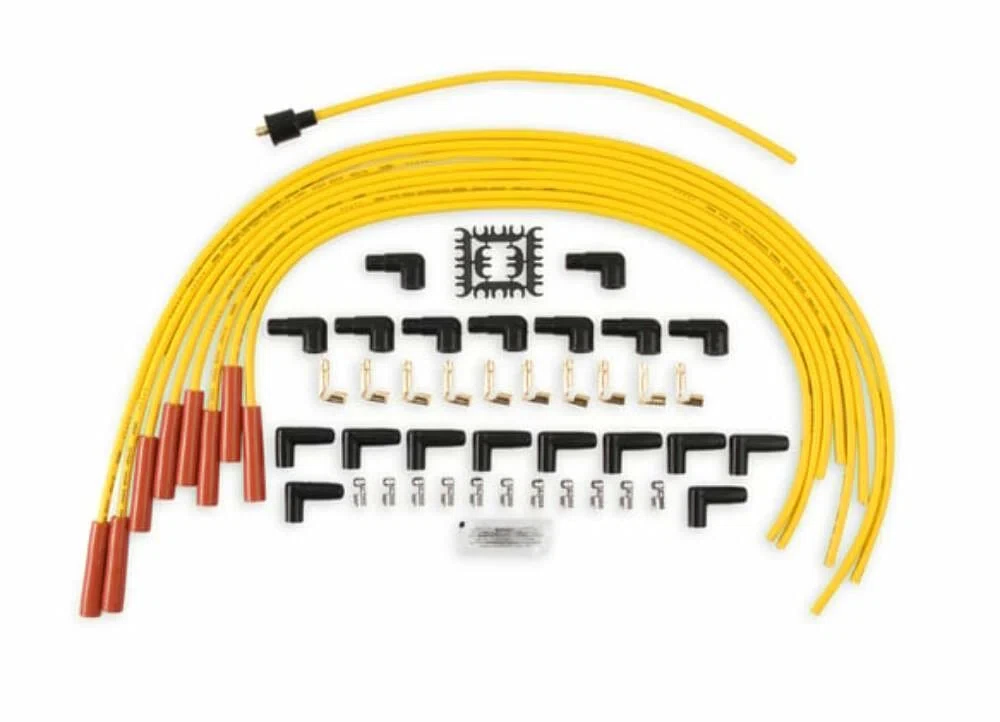 Spark Plug Wire Set - 8mm - Yellow with Orange Straight Boots - 4040
